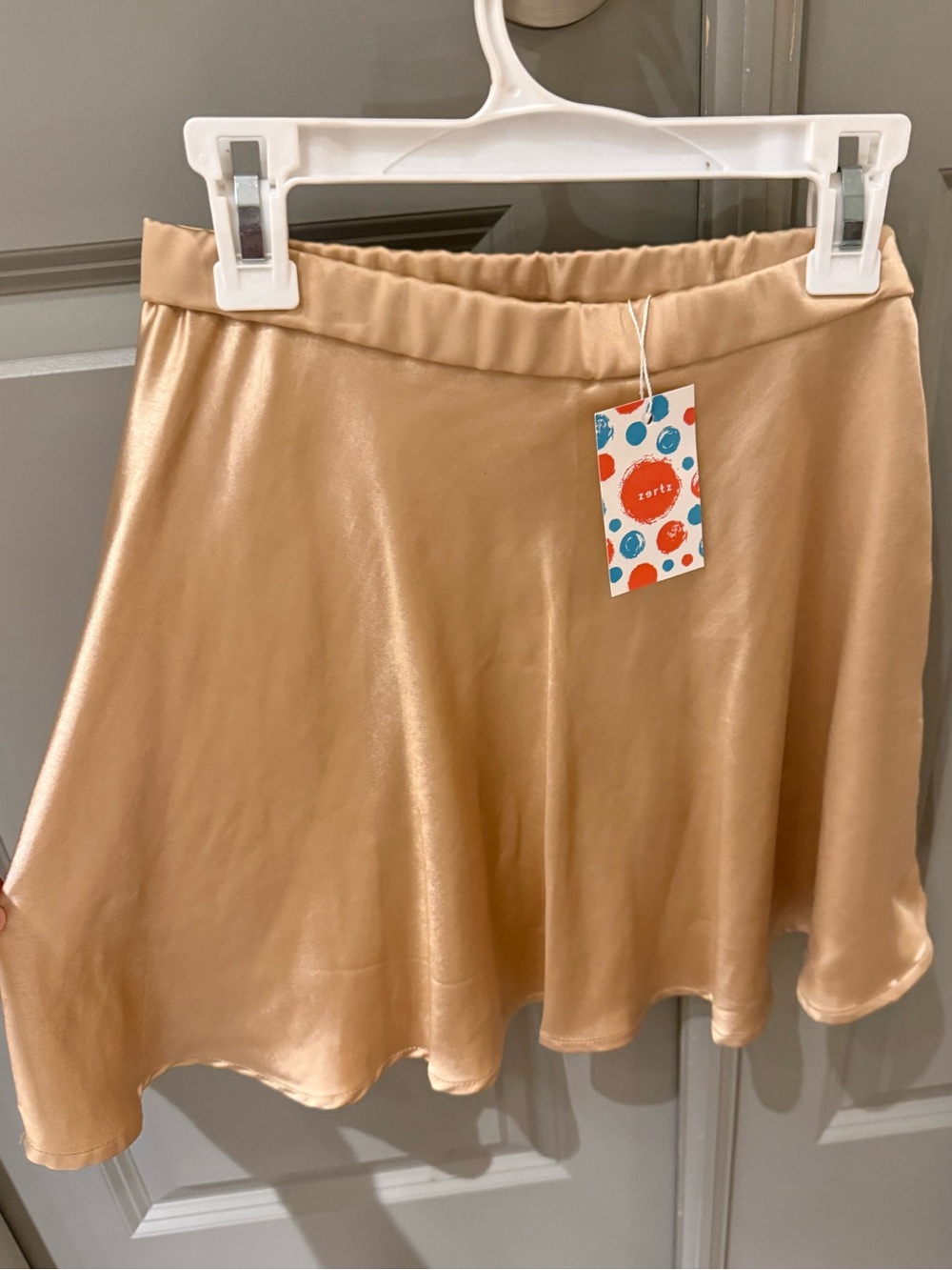 Champagne Satin Mini Skirt